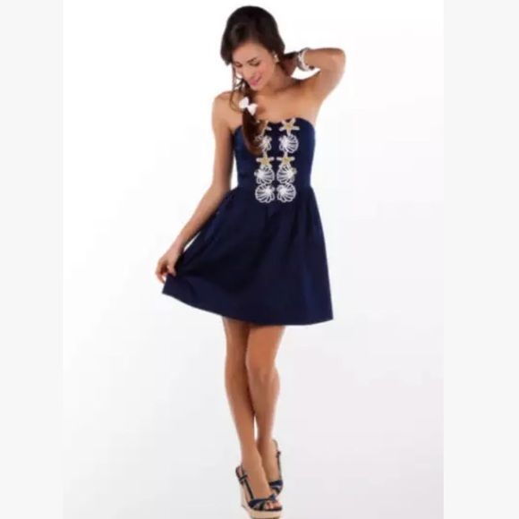 Lilly Pulitzer Dresses & Skirts - Lilly Pulitzer Mayfield Dress Blue Nautical Sz 8